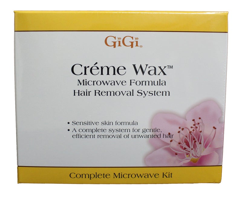 GiGi Crme Wax Microwave Kit for Hair Removal  Complete AtHome Waxing Kit for Face  Body with Strips  Applicators